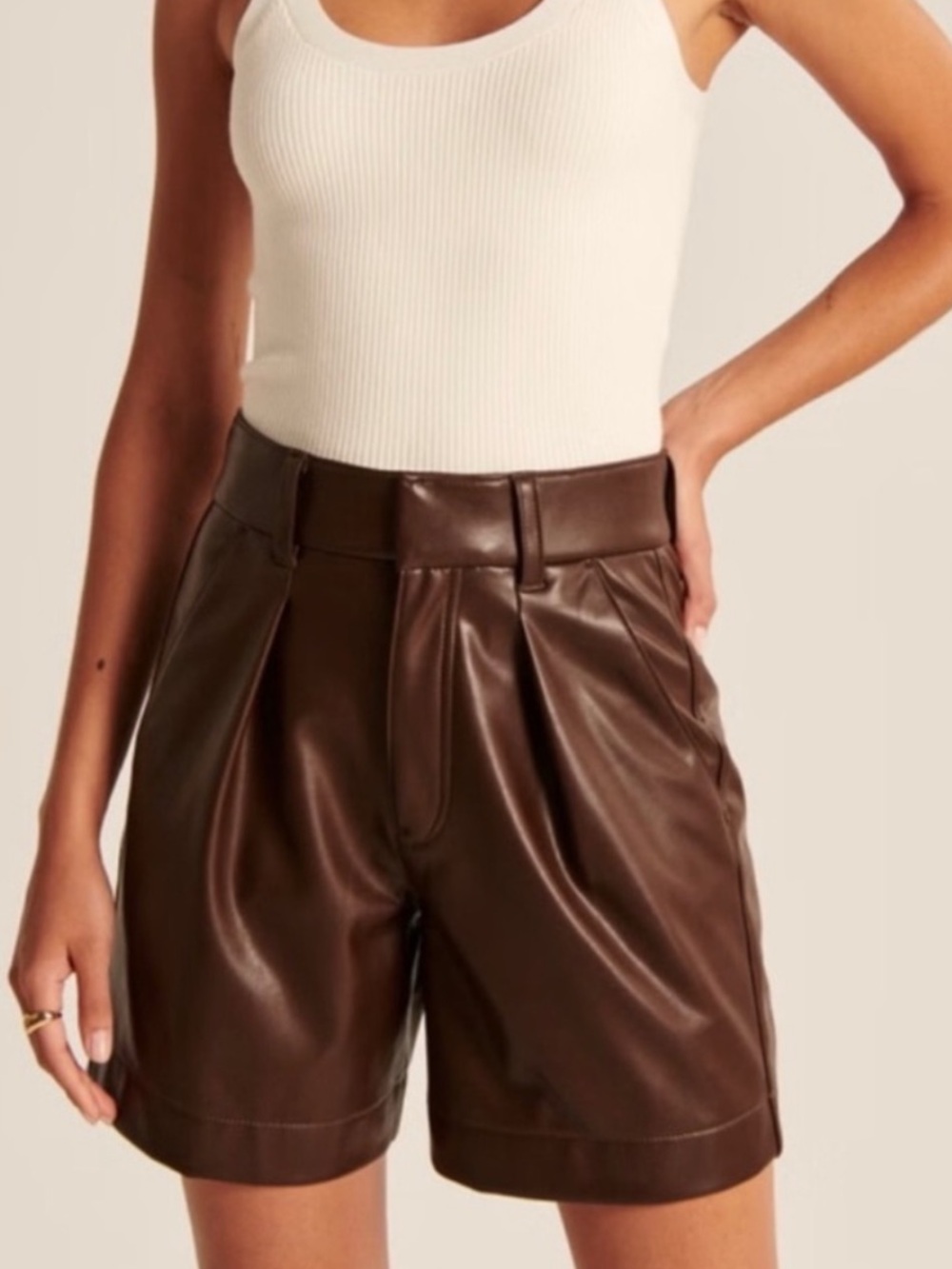 Abercrombie & Fitch Vegan Faux Leather Shorts High Rise